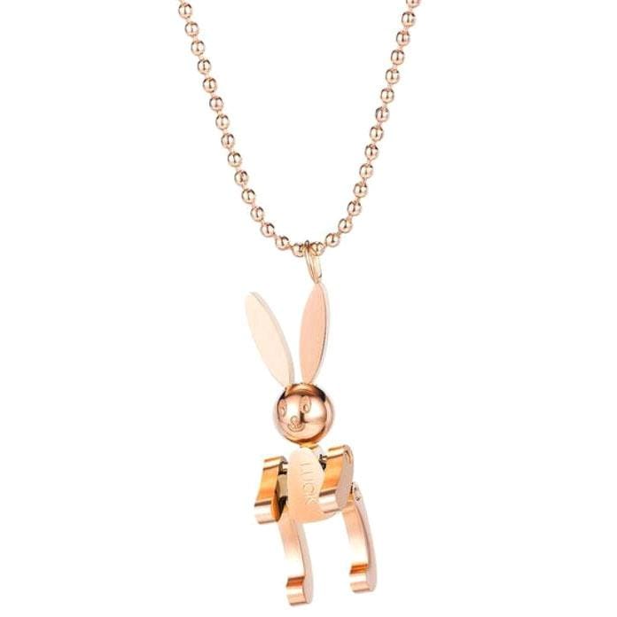 OPK 1680 Wild Titanium Steel Rabbit Necklace Female Square Pendant Personality Clavicle Chain