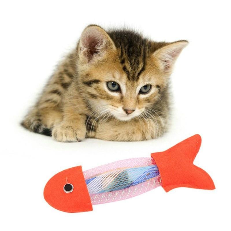 3 PCS Cat Dog Spring Fish Toy Cat Bouncing Toy Pets Products (Orange)