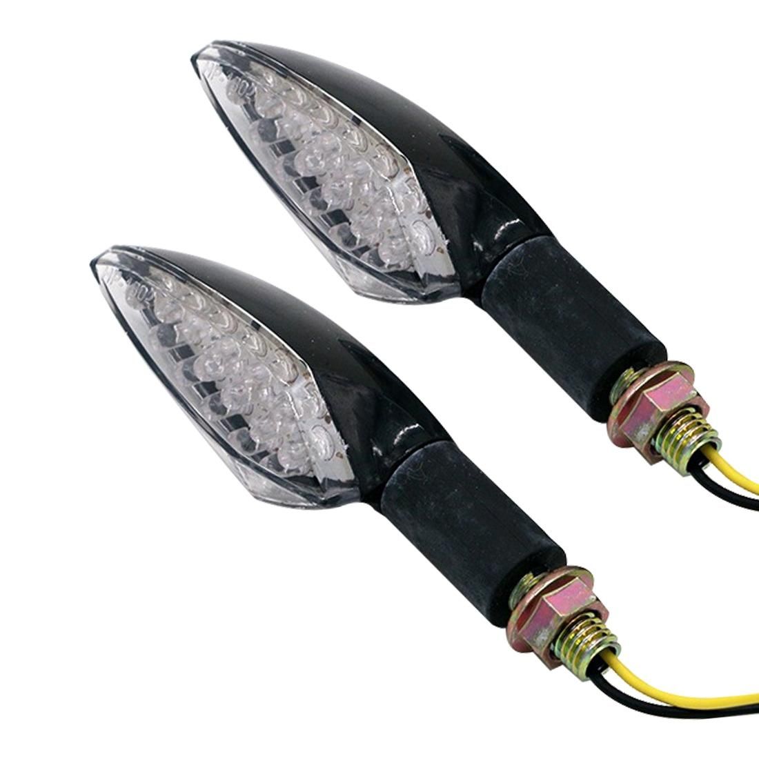 2 PCS Universal Leaf Shape Motorcycle Yellow Light Turn Signal Rear Indicator Light with 15 LED Lamps, DC 12V (Blue)