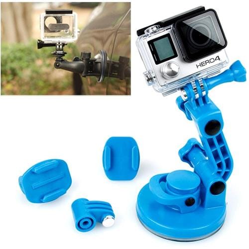TMC Car Suction Cup Mount + Tripod Adapter + Handle Screw for GoPro Hero 4 / 3+ / 3 / 2 / 1 (Blue)