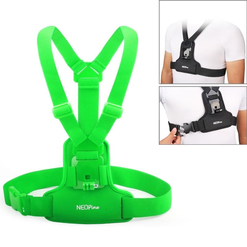 NEOPINE Elastic Fibers Diving Material Chest Belt for GoPro  NEW HERO /HERO6   /5 /5 Session /4 Session /4 /3+ /3 /2 /1, Xiaoyi and Other Action Cameras (Green)