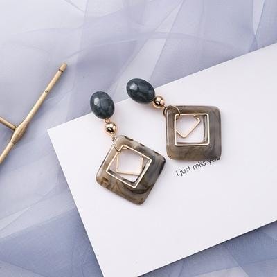 Summer Blue Geometric Acrylic Hollow Drop Earrings for Women Party Beach Jewelry (10079 )