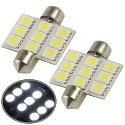 36mm White 9 LED 5050 SMD Car Signal Light Bulb