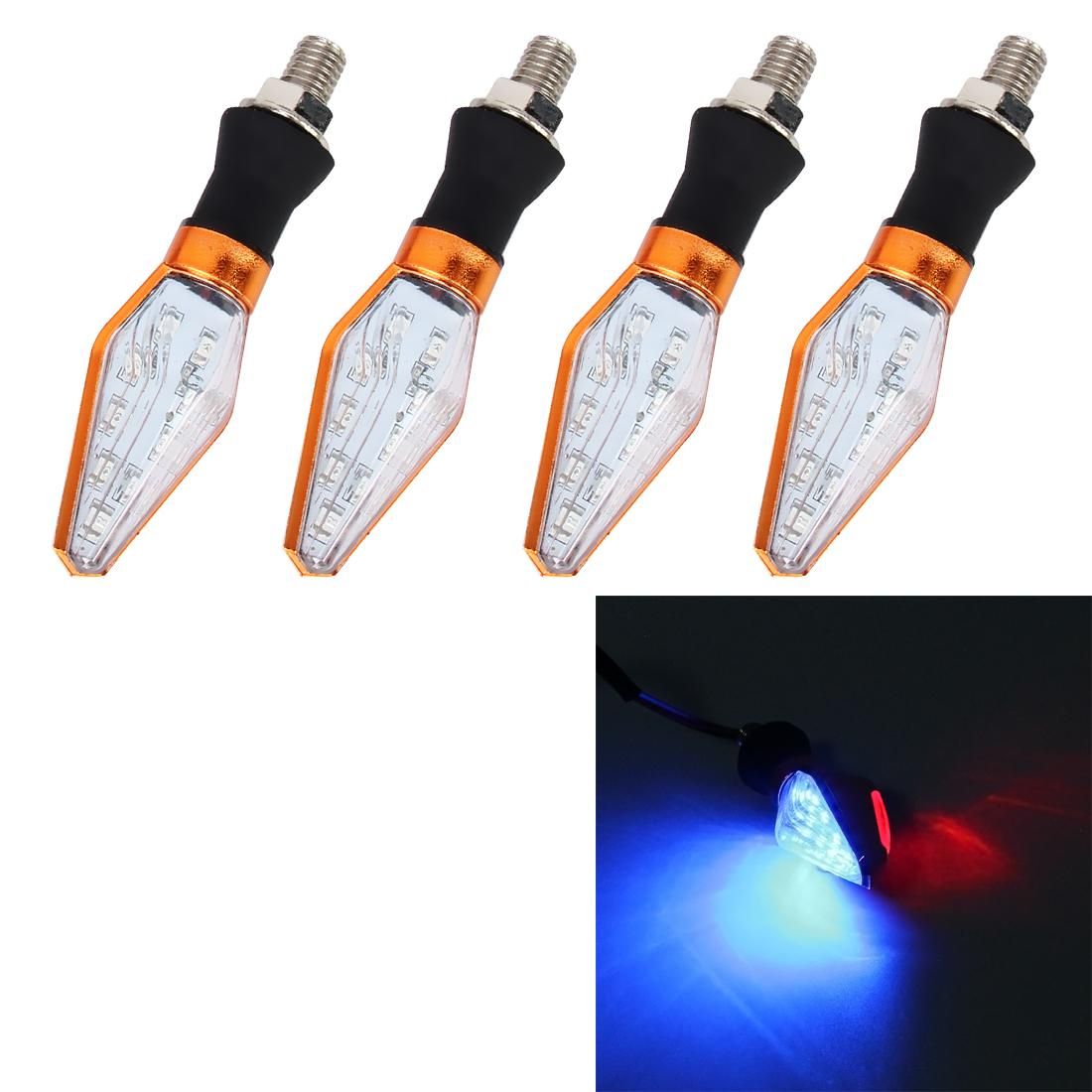 4 PCS DC 12V Motorcycle Front 9-LED + Back 3-LED Turn Signal Indicators Blinker Light, (Style2)