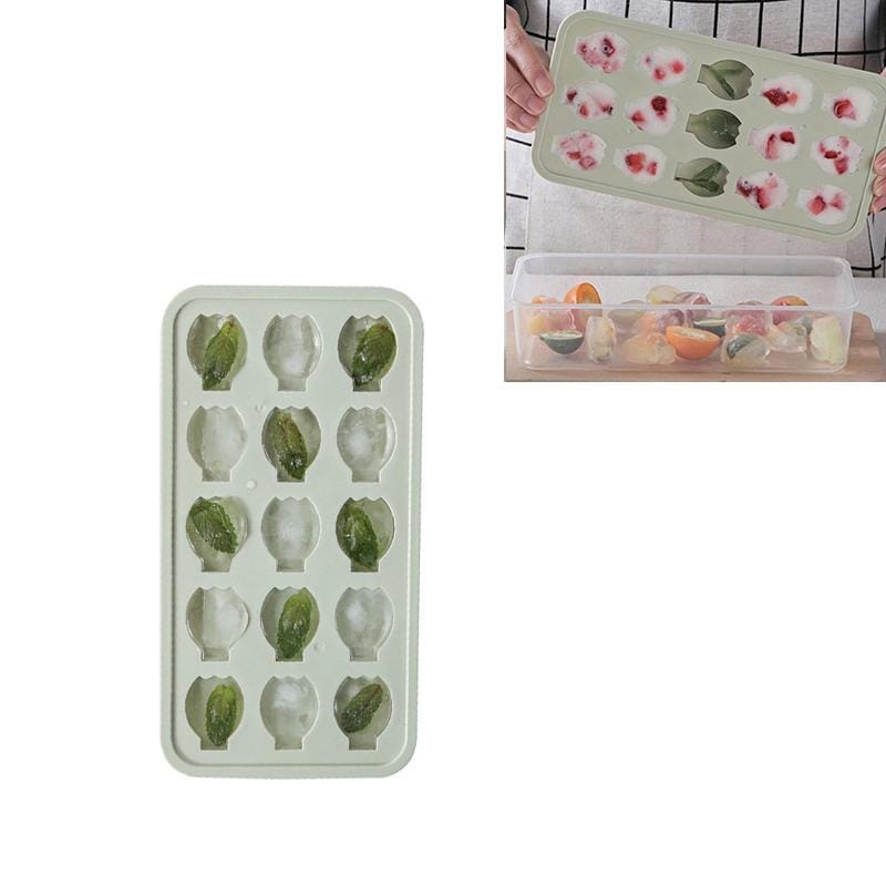Cute DIY Creative Banana Homemade Ice Tray Ice Cube Mould with Lid (Green)