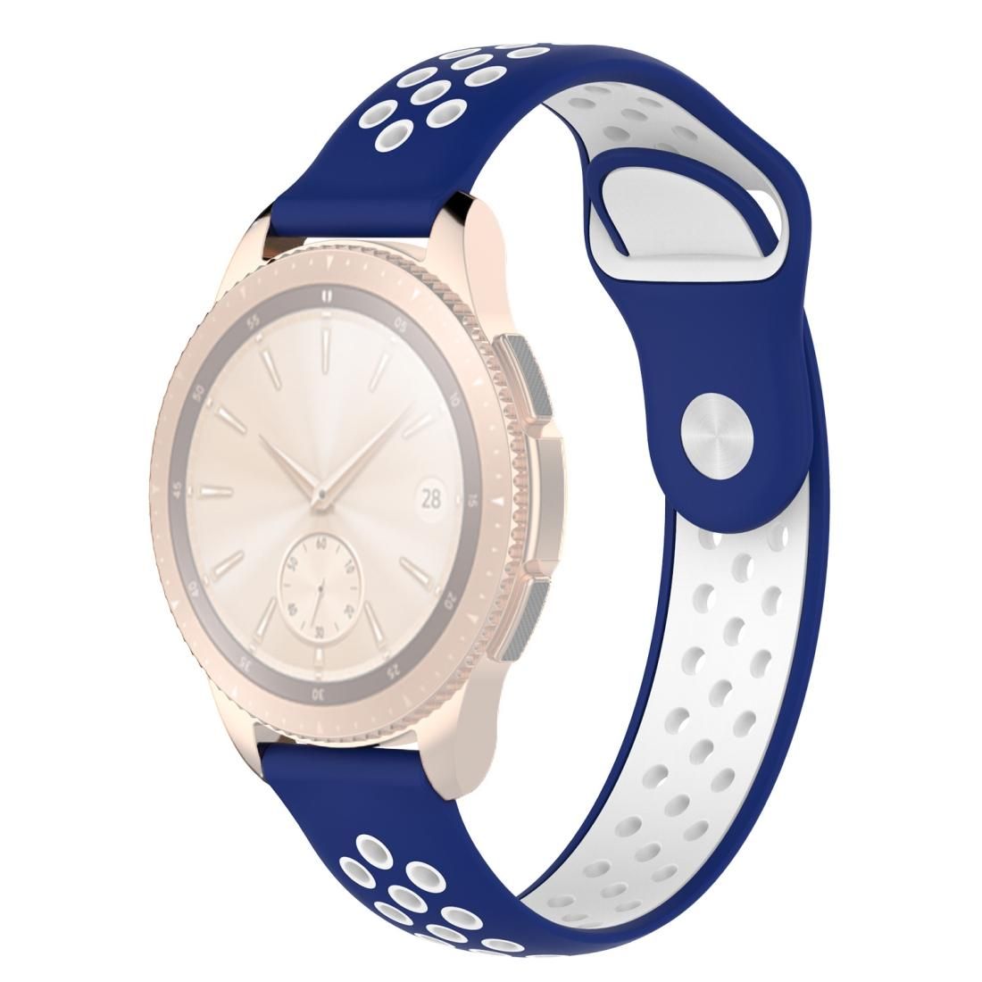 Double Color Wrist Strap Watch Band for Galaxy Watch 42mm (White Blue)