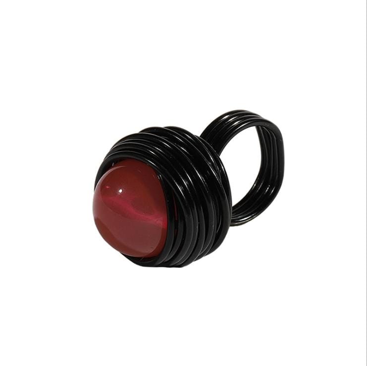 Boho Style Handmade Champagne Crystal Rings  Women Fashion Jewelry Wire Helical Wound Beads Finger Ring, Ring Size:9 (Style2)