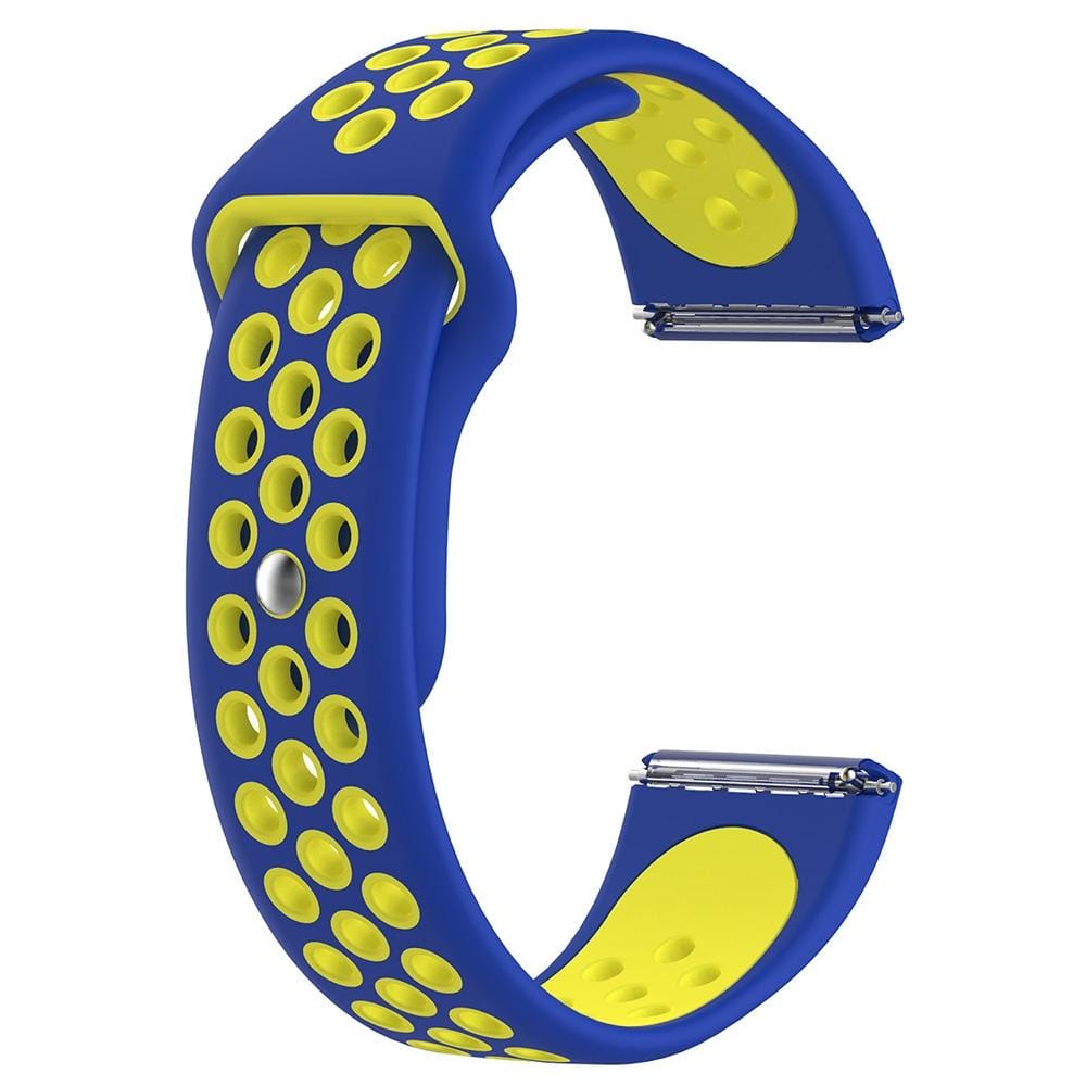 For Fitbit Versa Two-tone Silicone Replacement Wrist Strap Watchband (Blue + Yellow)