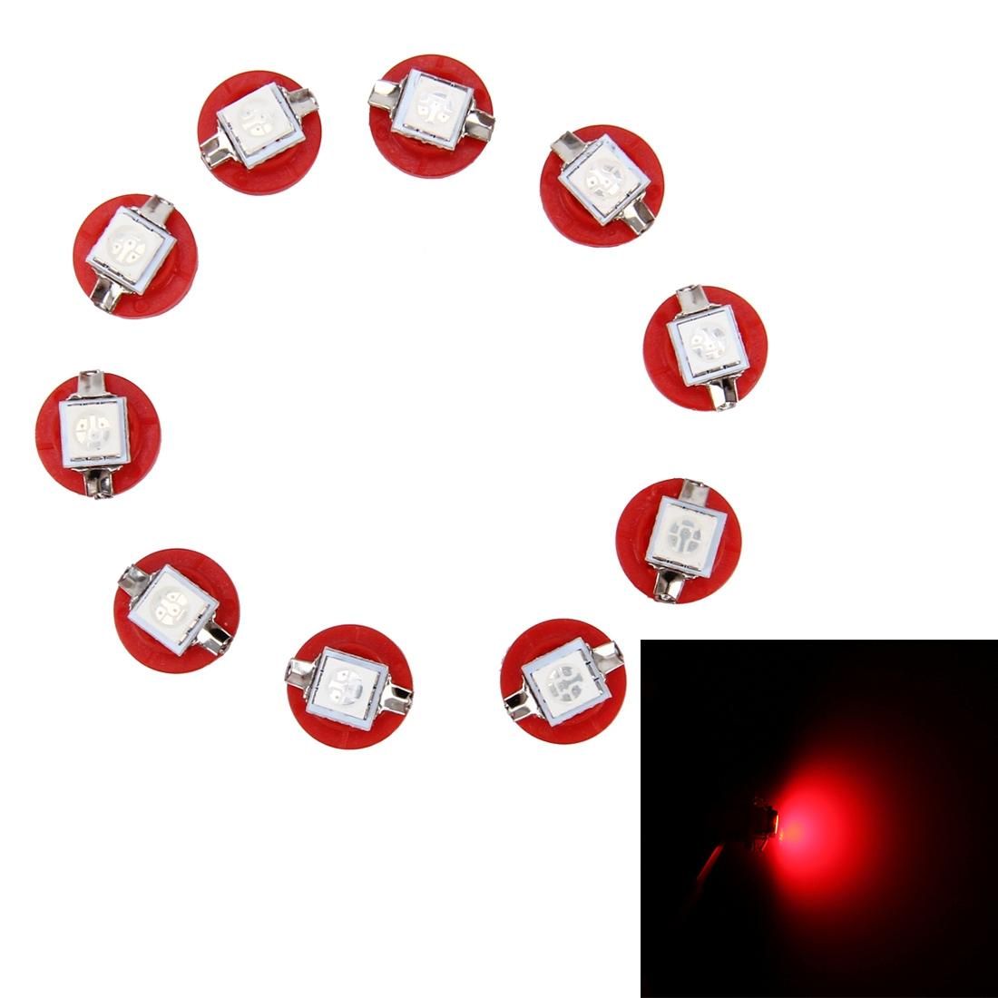 10 PCS 0.5W B8.5 Wedge Instrument Panel LED Light Dashboard Gauge Cluster Indicator Lamp Bulb (Red Light)