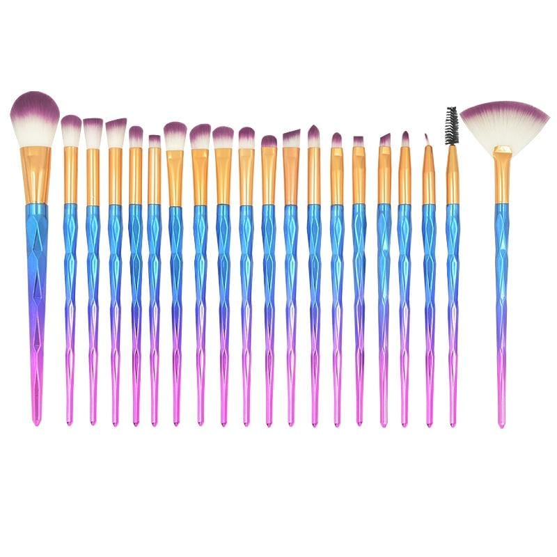 20 in 1 Diamond Handle Eye Brush Multi-functional Makeup Brush, Pink+Blue Handle and Sky Blue Brush (Style7)