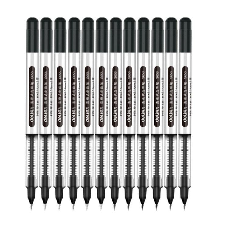 12 PCS Deli S656 Straight Liquid Gel Pen 0.5 mm Conference Office Signature Pen Student Pen (S656 Black)