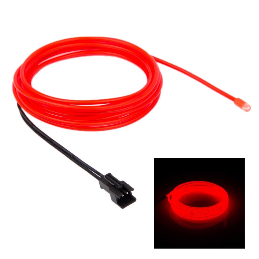 EL Cold Blue Light Waterproof Round Flexible Car Strip Light with Driver for Car Decoration, Length: 2m (Red)