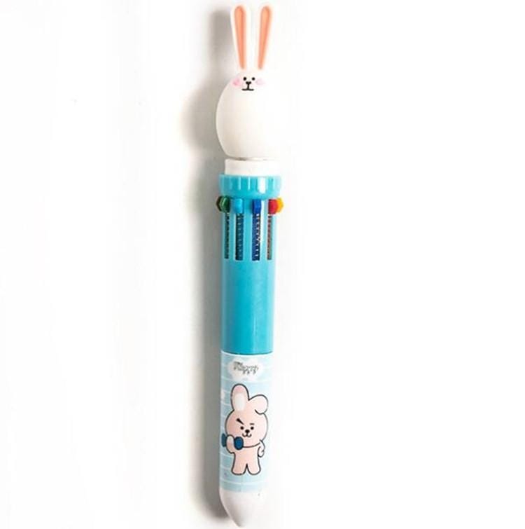 2 PCS 10 Colors Cute Rabbit Cartoon Ballpoint Pen School Office Supply (Blue)