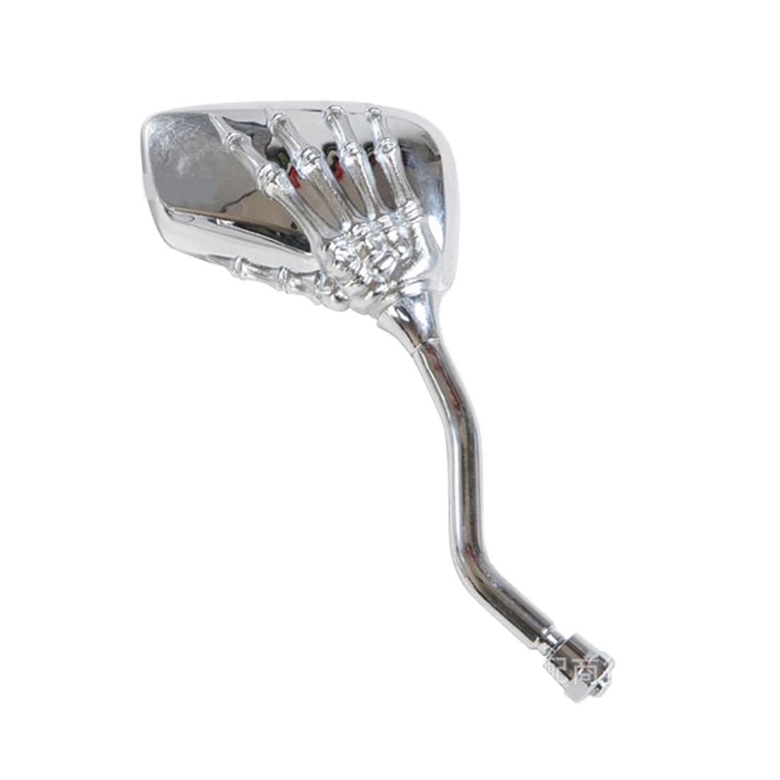 2 PCS Motorcycle Universal Ghost Hand Style Plating Metal Shell Holder Rear VIew Mirror