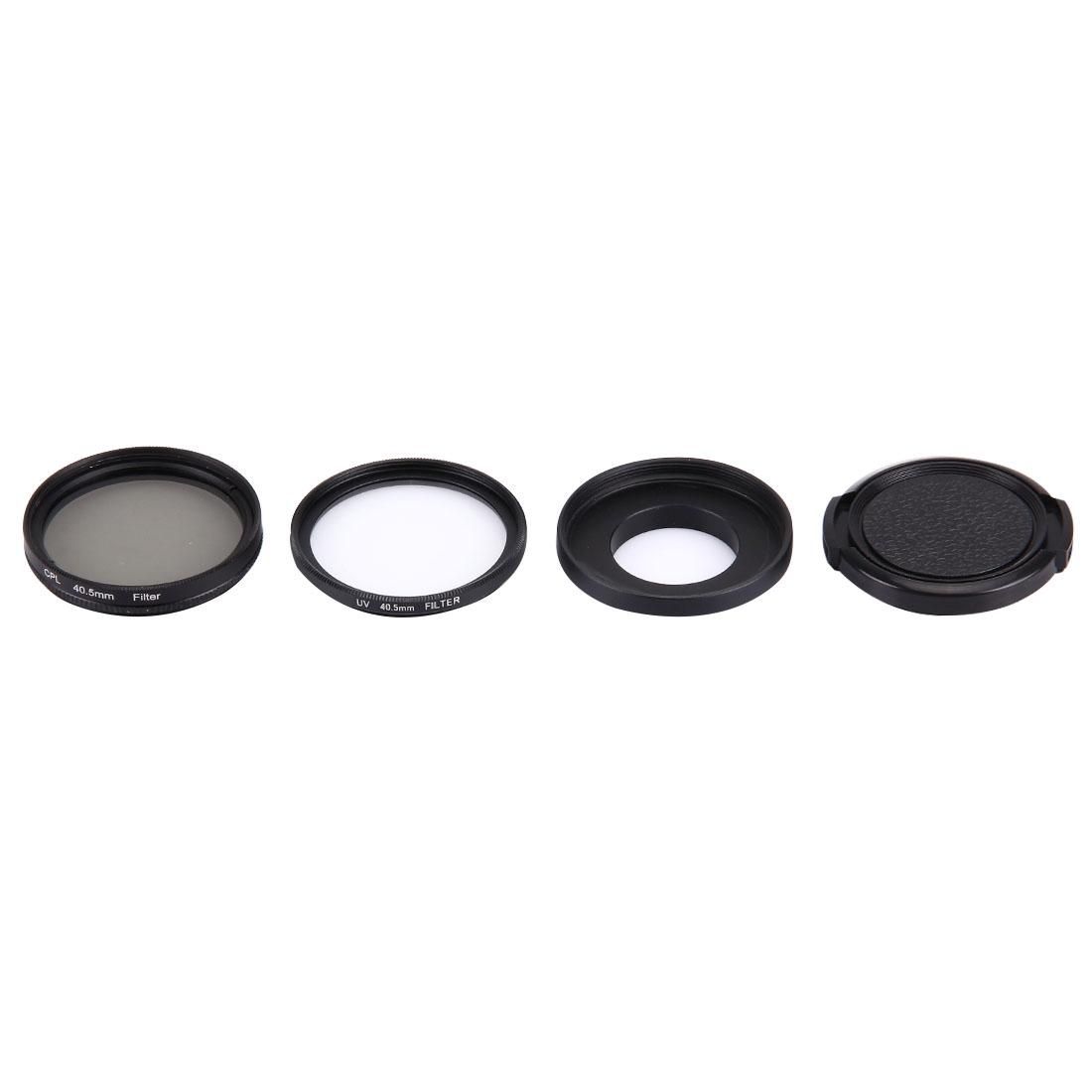 JUNESTAR 4 in 1 Proffesional 40.5mm Lens Filter & Waterproof Housing Case Adapter Ring & Lens Protective Cap for GoPro HERO4 / 3+ / 3 Sport Action Camera