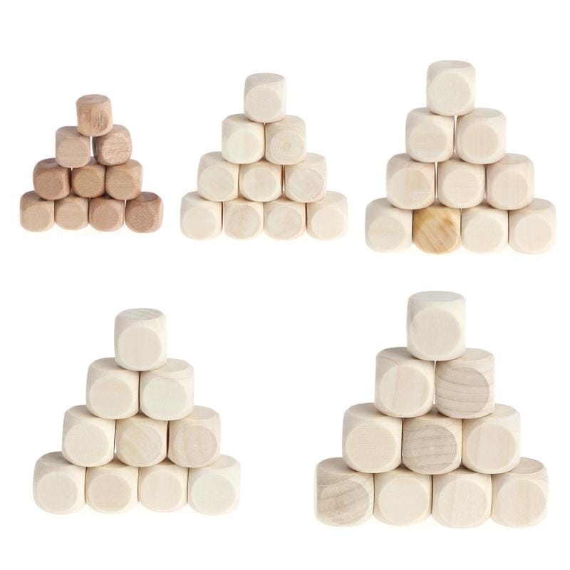 10 PCS 6 Sided Blank Wood Dice Party Family DIY Games Printing Engraving Kid Toys, Size:1.6cm