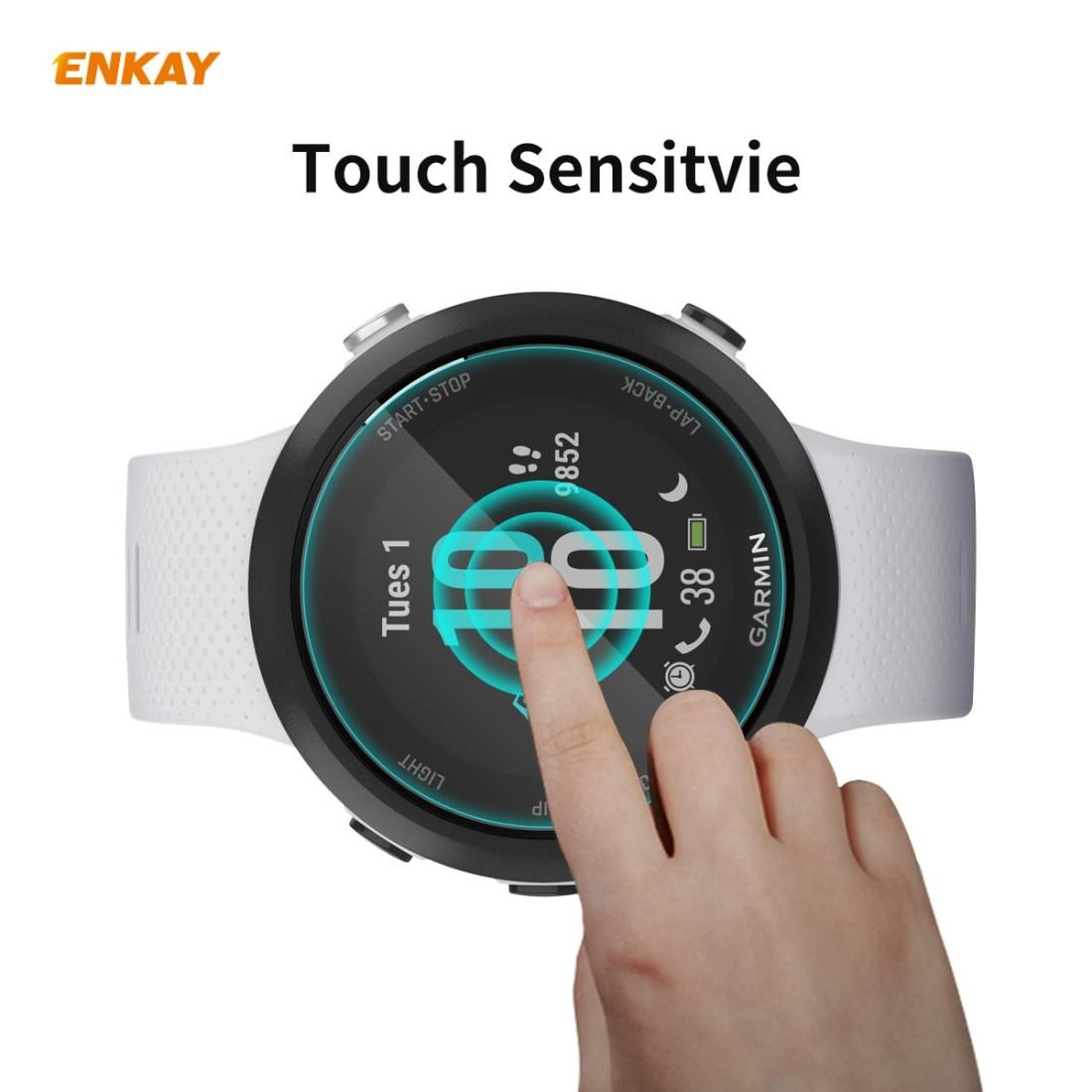 For Garmin Swim 2 ENKAY Hat-Prince 0.2mm 9H 2.15D Curved Edge Tempered Glass Screen Protector Watch Film