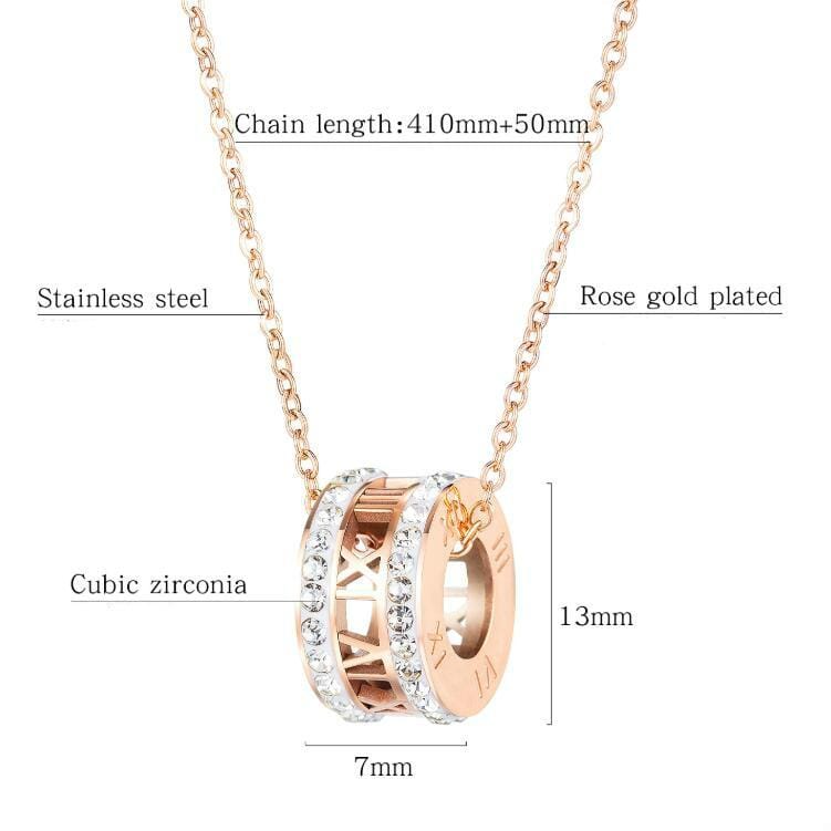 OPK 1672 Diamond-studded Numerals Pendant Necklace All-match Titanium Steel Clavicle Chain
