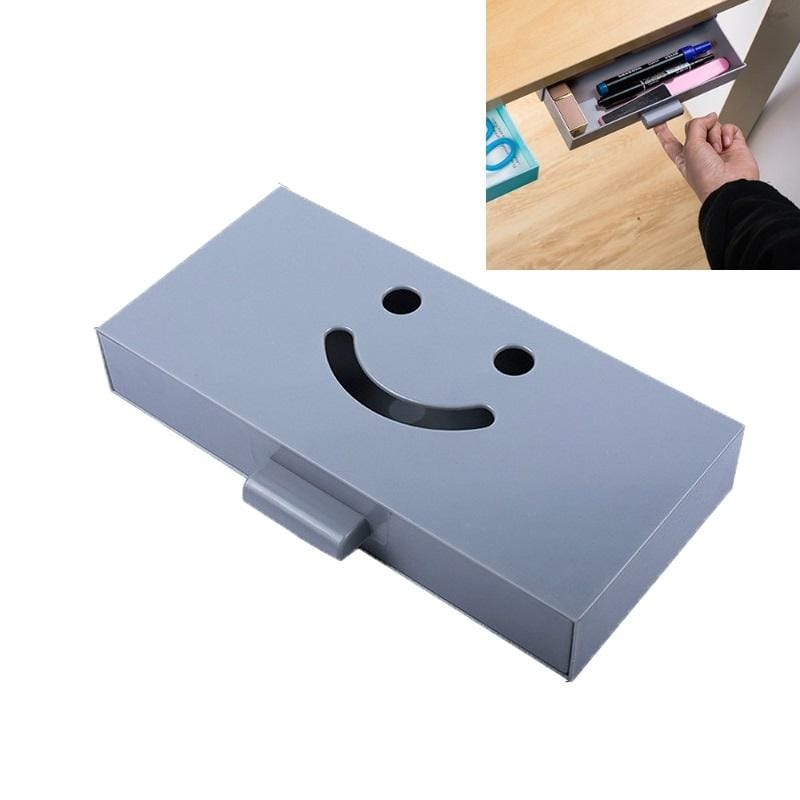 5 PCS Hidden Drawer Storage Box Office Desk Bottom Paste Large Capacity Pen Case (Gray)