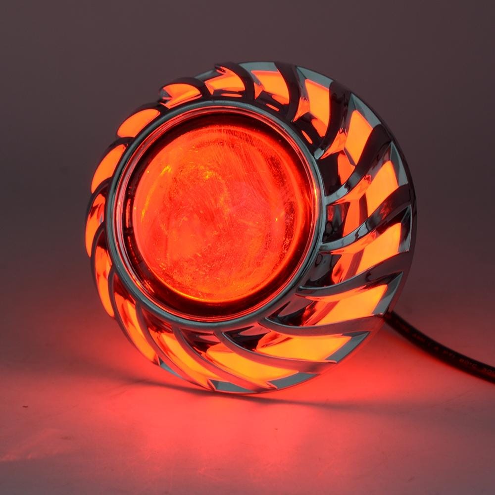 Motorcycle 30W DC 12V-85V LED Headlight with Whirlwind Angle Eyes Double Light Lens Built-in Devil Eye (Red Light)