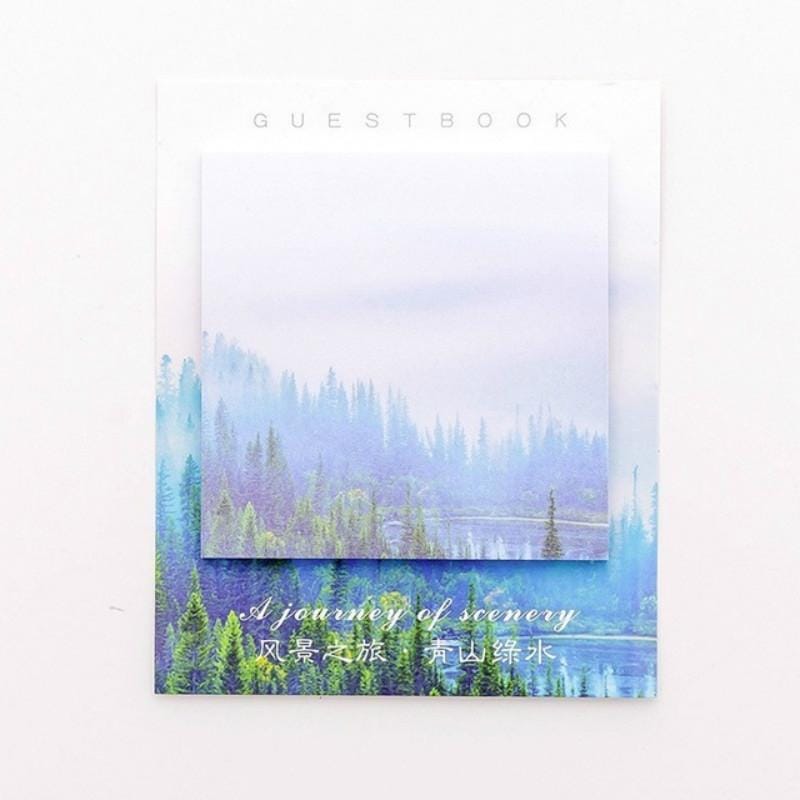 15 PCS Scenery Tour Memo Pad Paper Post Notes Sticky Notes Notepad Stationery (   Green hills and green water)