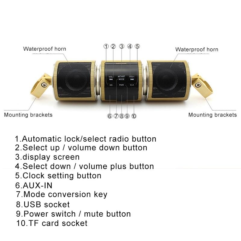 MT487 12V Multi-functional Waterproof Motorcycle Bluetooth Modified Audio Amplifier, Support FM & Wired Control (Blue)