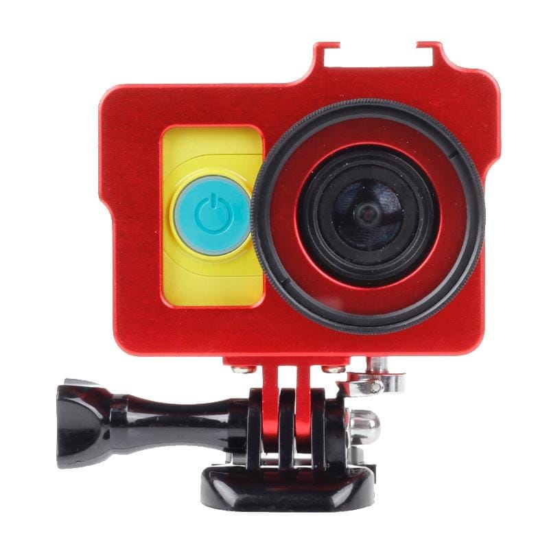 Housing Shell Metal Protective Cage with Basic Mount + Screw + UV Lens Filter for Xiaoyi (Red)