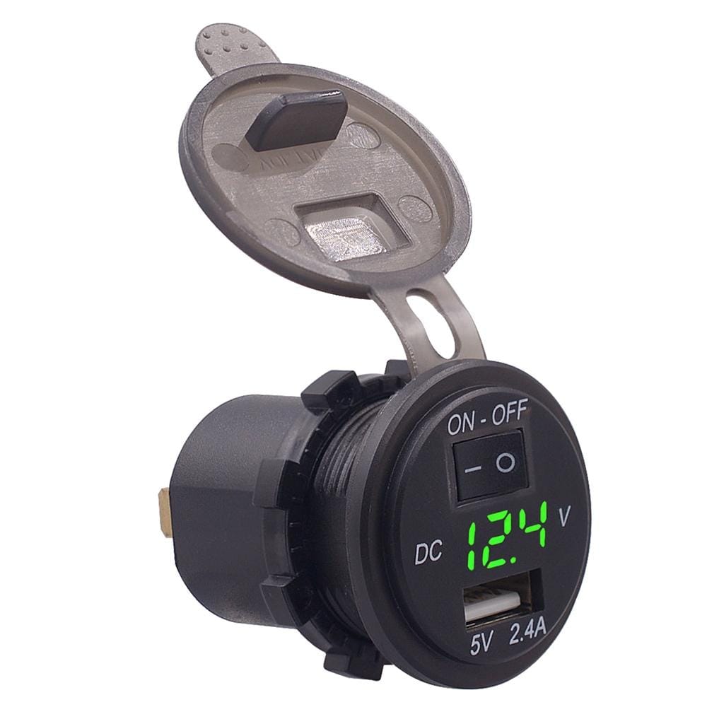 CS-587 12V 2.4A Motorcycle Waterproof Digital Display Voltage Mobile Phone USB Charger Holder (Blue)