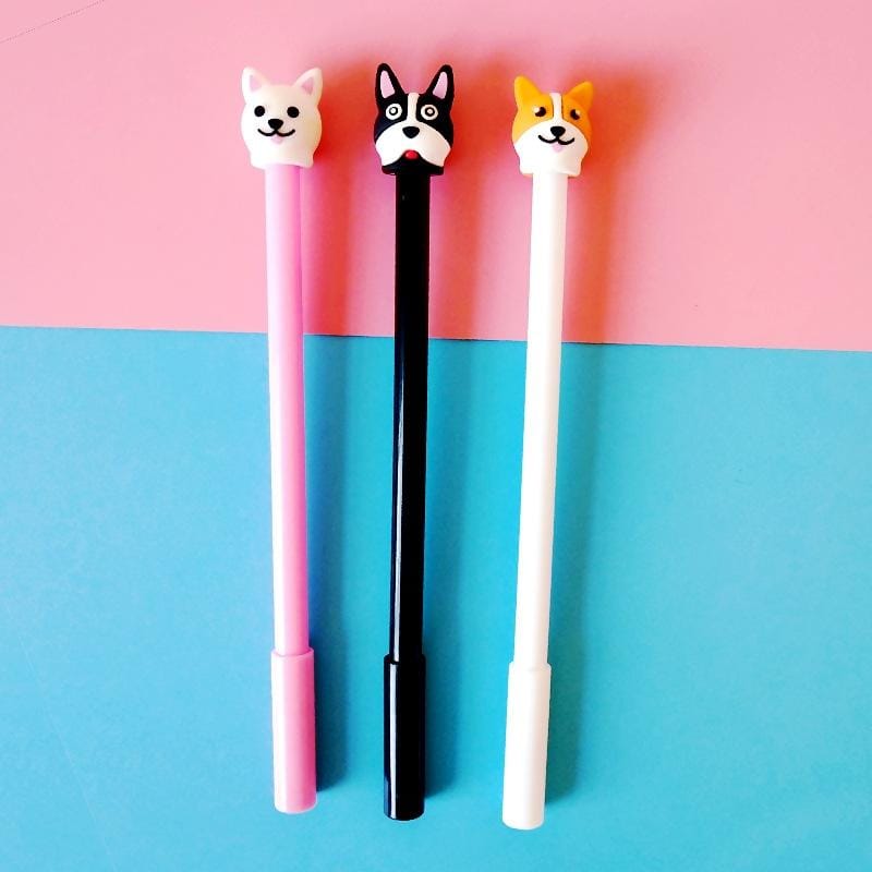 4 PCS  3D Puppy Shape Pen Office Stationery Student Writing Supplies, Random Color Delivery, Written:0.5mm (Black)