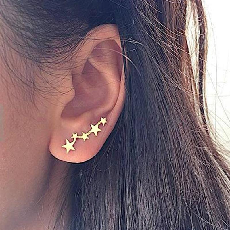 Women Fashion Star Stud Earrings Jewelry Earrring (Gold)