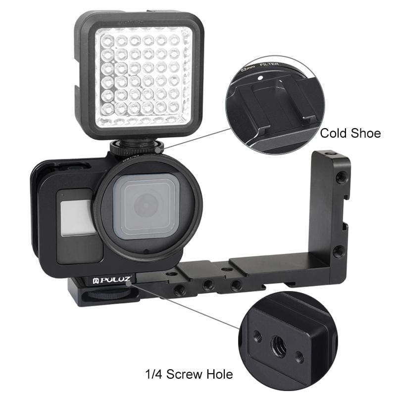 PULUZ for GoPro HERO8 Black Housing Shell CNC Aluminum Alloy Protective Cage with Insurance Frame & 52mm UV Lens (Red)