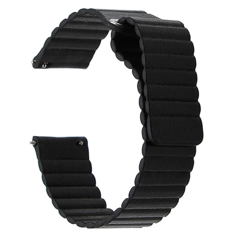 Suitable For Samsung Gear S2 / Active2 Smart Watch Strap Universal 20mm Magnetic Buckle Leather Replacement Wrist Strap (black)