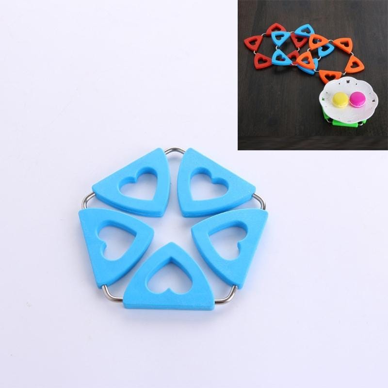 Silicone Insulation Mat Heart-shaped Place Mat Creative Pot Mat (Blue)