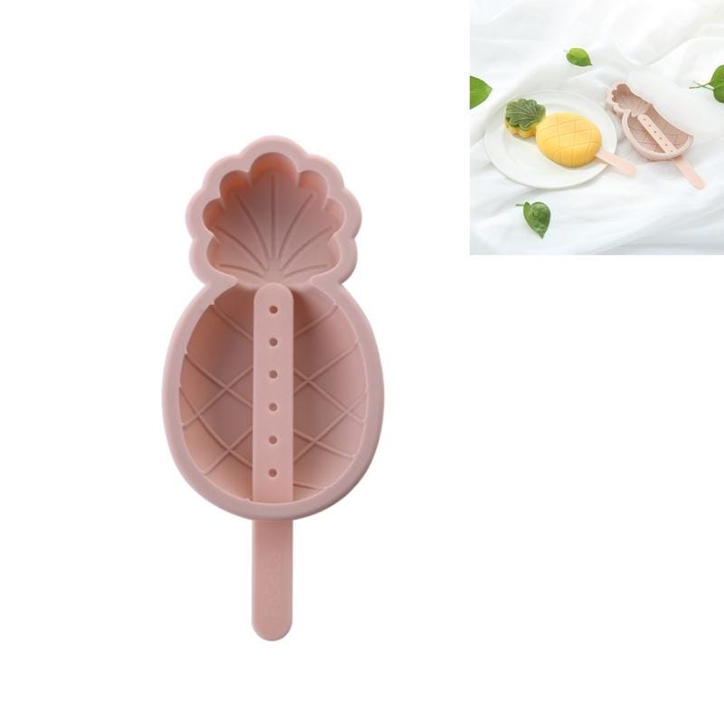 DIY Silicone Popsicle Ice Cream Mold Creative Cute Summer Popsicle Stick Ice Lattice, Style:Pineapple (Lotus Pink)