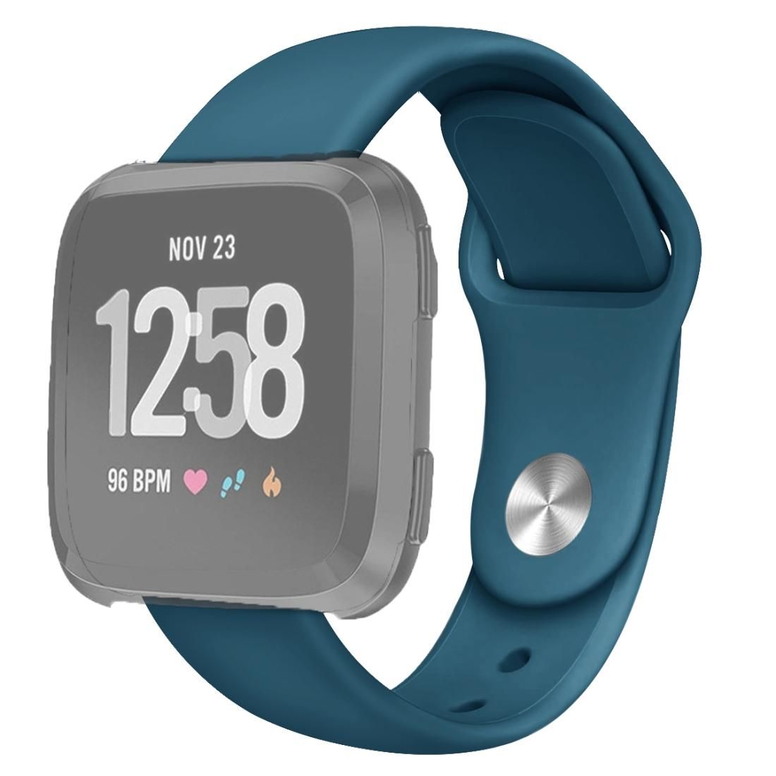 For Fitbit Versa 2 / Fitbit Versa / Fitbit Versa Lite Solid Color Silicone Replacement Strap Watchband, Size:L (Rock cyan)