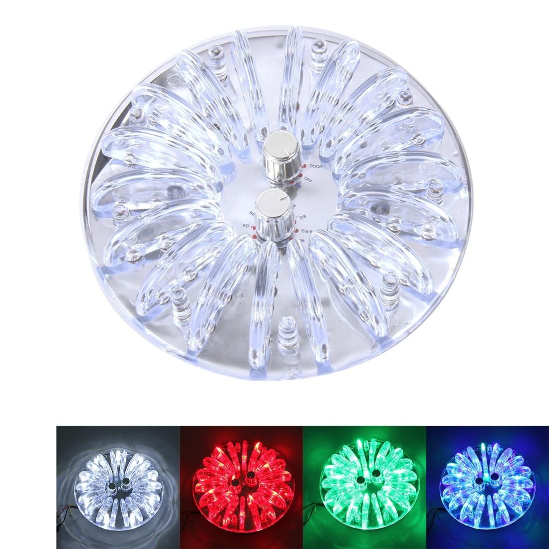 5W 300LM 9LEDs Red Light + Blue Light + White Light + Green Light Adjustable Light Car Dome Light, DC 12V