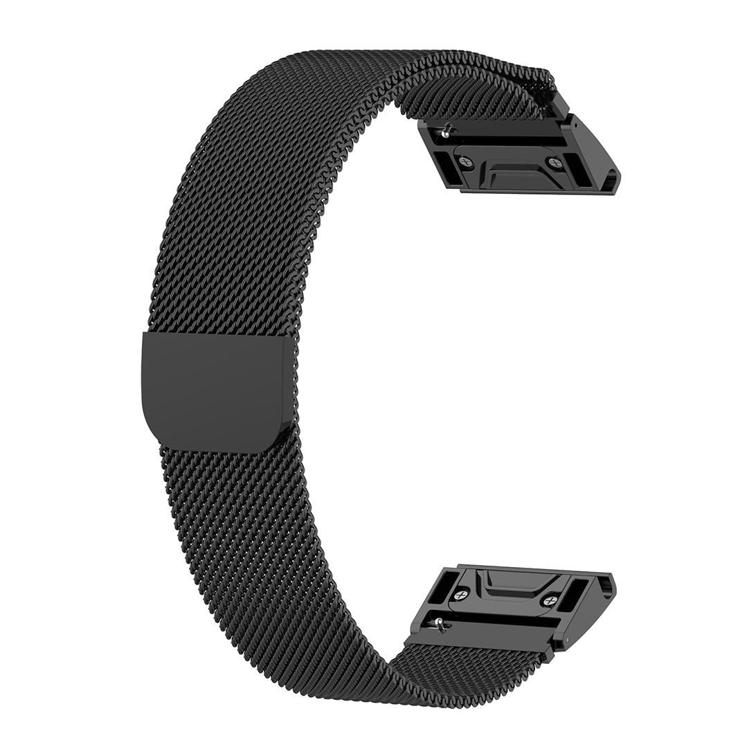 For Garmin Fenix 5X Milanese Replacement Wrist Strap Watchband (Black)