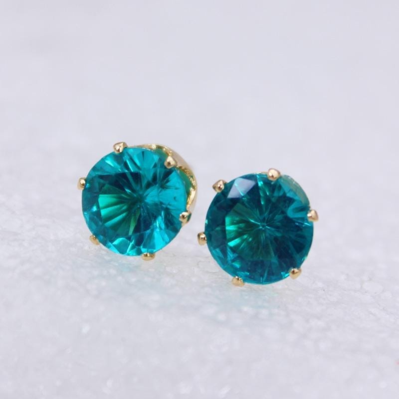 5 PCS Women Fashion Crystal Stud Imitation Zircon Earrings (Gold-Green)