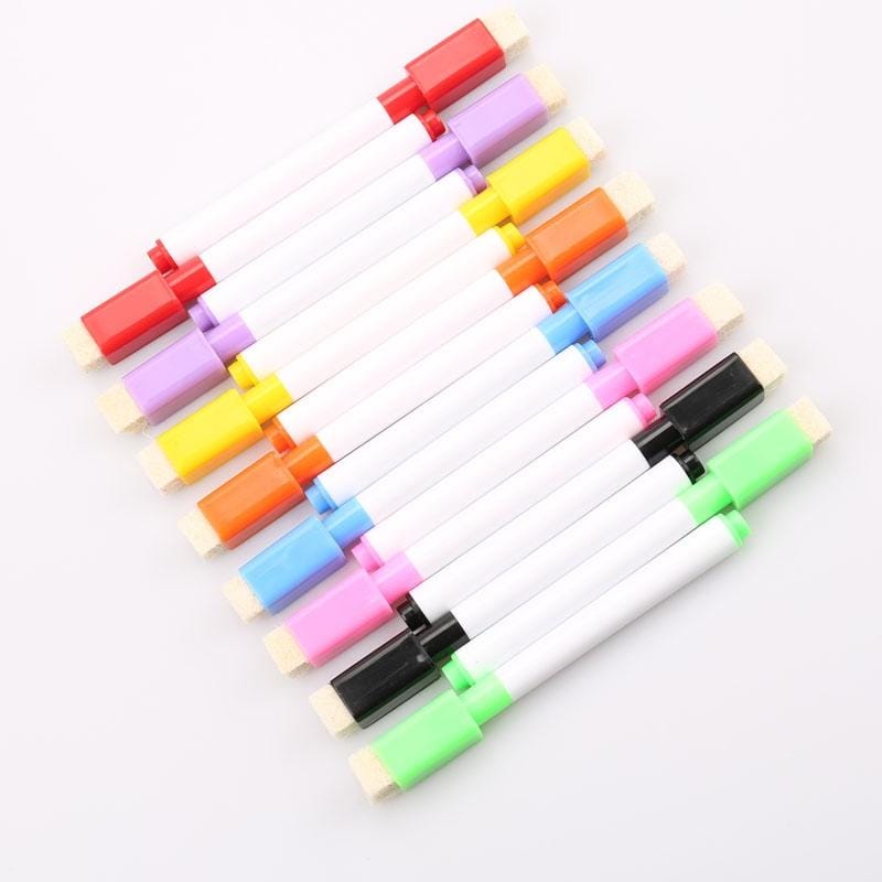 8 PCS / Set Whiteboard Pen Environmentally Erasable Special Repetitive Writing Board Pen with Magnet Brush (Black)