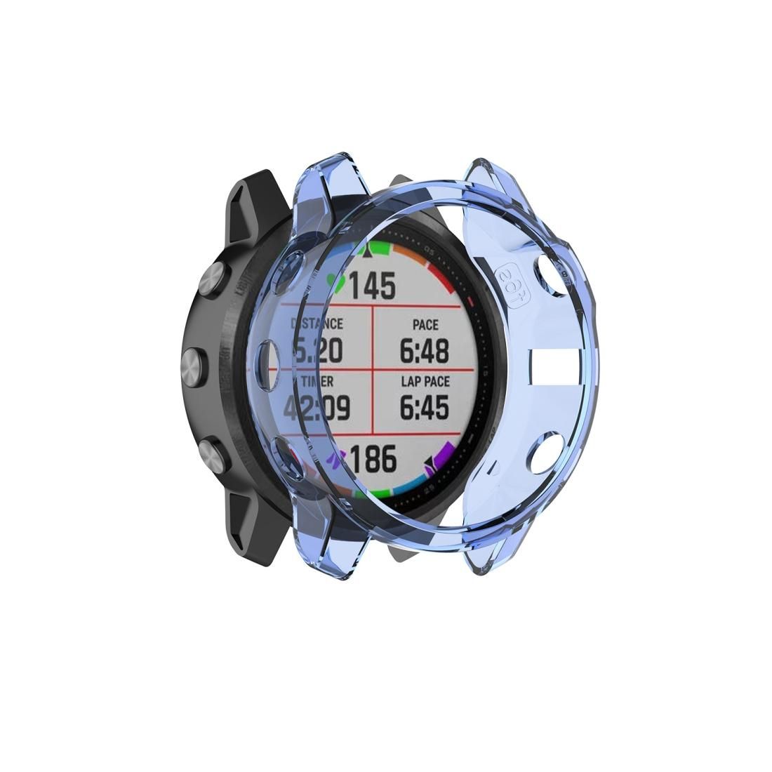 Suitable for Garmin Fenix 6X / 6X Pro Transparent TPU Silica Gel Watch Case (Transparent blue)
