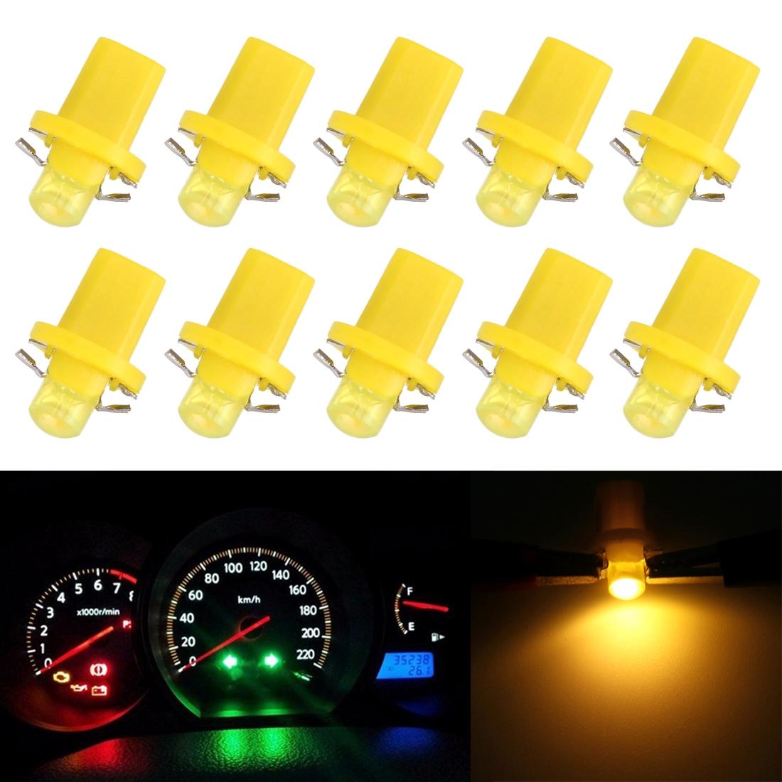 10 PCS 0.4W B8.5 Wedge Instrument Panel COB LED Light Dashboard Gauge Cluster Indicator Lamp Bulb (Amber)