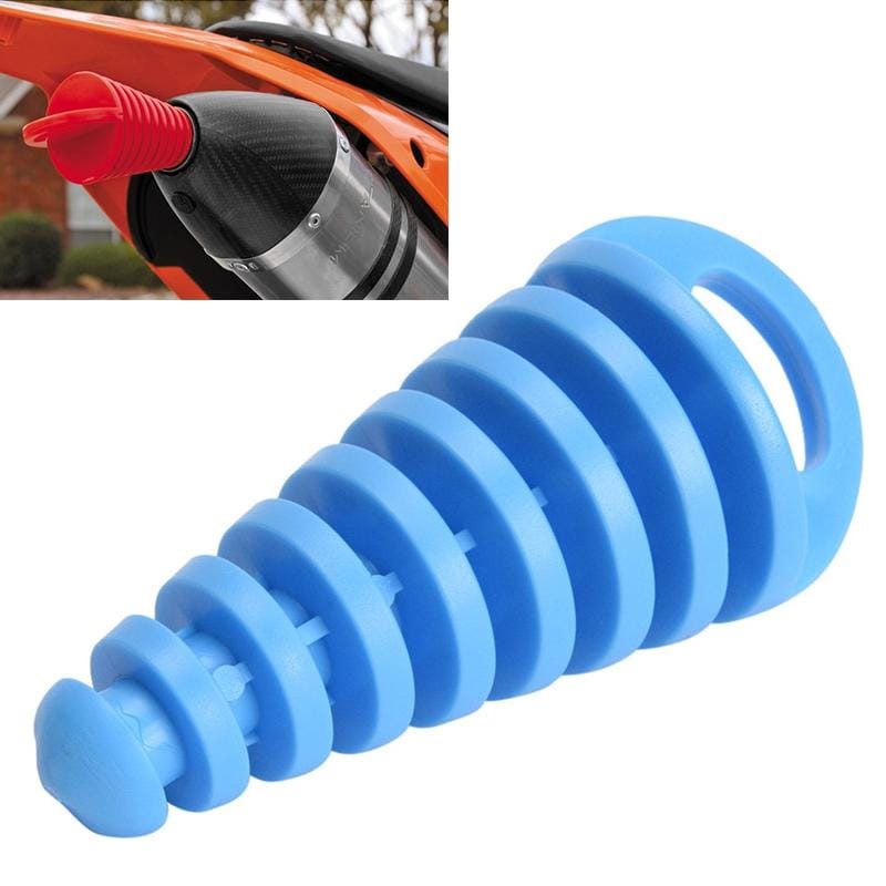 Motorcycle Exhaust Pipe Motocross Tailpipe PVC Air-bleeder Plug Exhaust Silencer Muffler Wash Plug Pipe Protector (Blue)