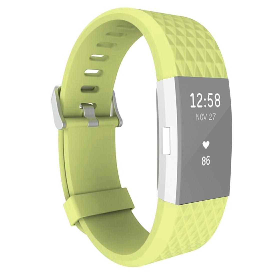 For Fitbit Charger 2 Bracelet Watch Diamond Texture TPU Watchband, Full Length: 23cm (Green)