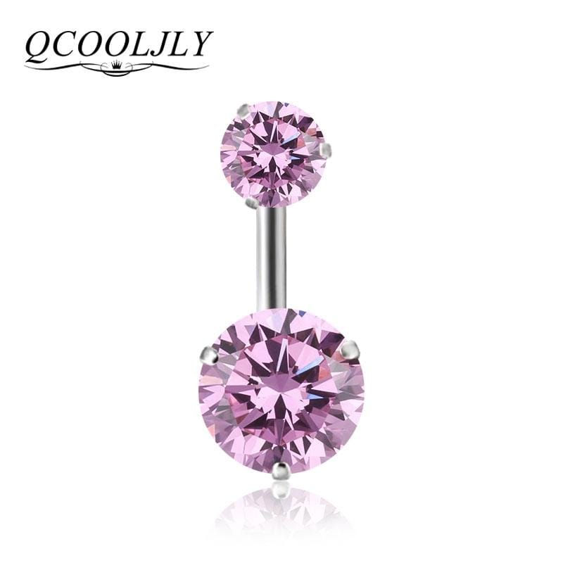 2 PCS Zircon Crystal Body Jewelry Belly Button Ring Navel Piercing Ear Drill (Black)