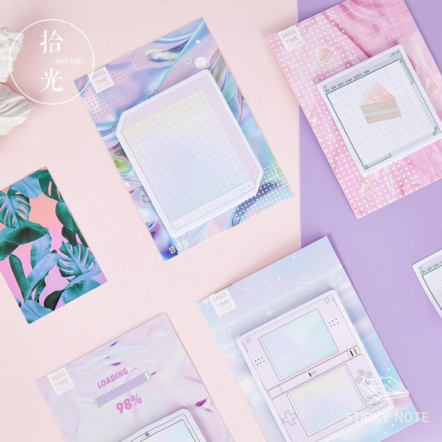 4 PCS Steam Wave Series Stickers Creative Fresh Message Notes N Times Posted Notes (Cake)