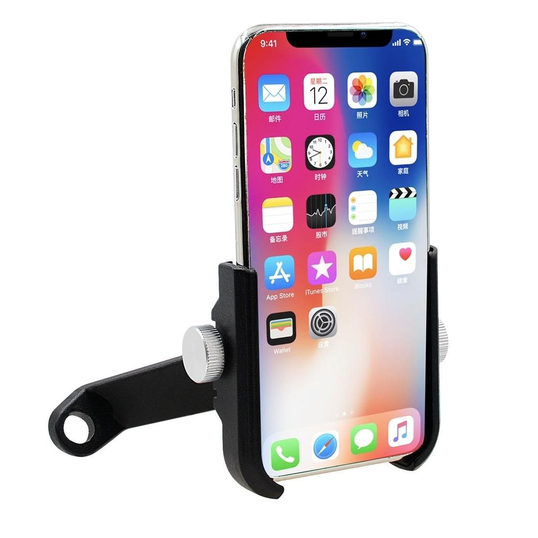 Motorcycle Aluminium Alloy Quick Release Mobile Phone Holder Bracket, Rearview Mirror Version (Black)