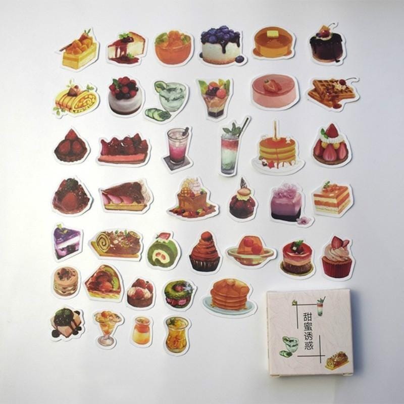 2 PCS Time Wheel Account Material Decoration Sticker Boxed DIY Color Cute Print Hand Account Diary Small Fresh Memo Pad (Sweet Temptation )