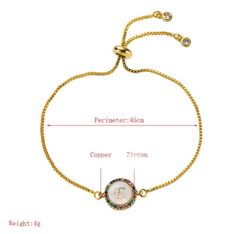English Letter Bracelet Couple Girlfriends DIY Bracelet Men Women Micro Inlaid Zircon Rainbow Bracelet (G)