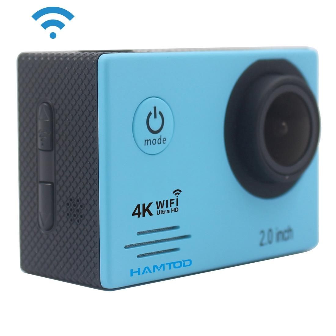 HAMTOD HF60 UHD 4K WiFi 16.0MP Sport Camera with Waterproof Case, Generalplus 4247, 2.0 inch LCD Screen, 120 Degree Wide Angle Lens, with Simple Accessories (Blue)