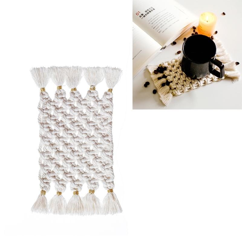 Simple Hand-woven Cotton Linen Rectangle Placemat Coaster Creative Thick Insulation Pad